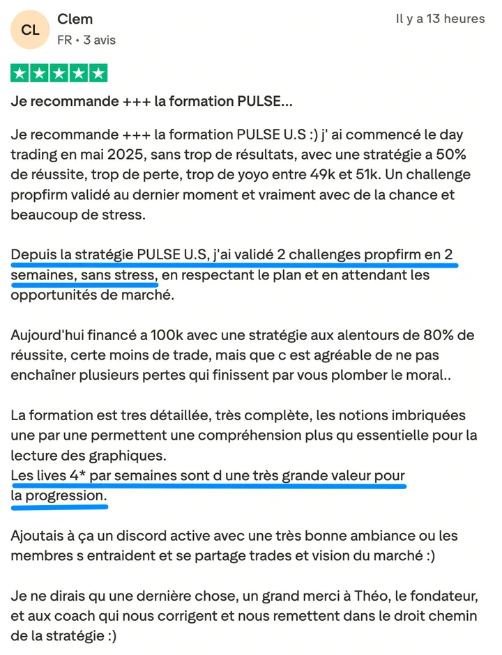 Avis Trustpilot de Clem sur Pulse-US