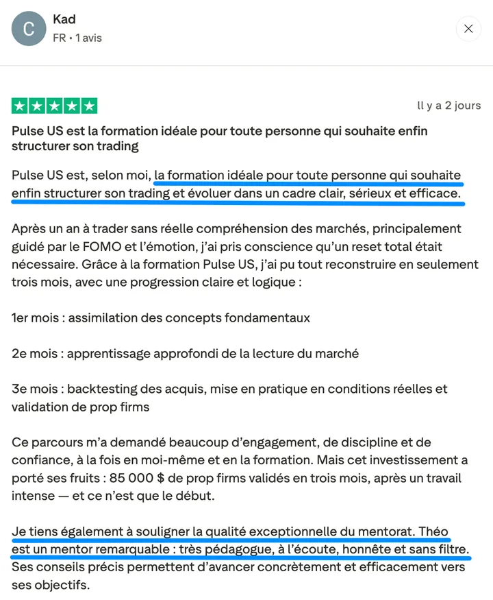 Avis Trustpilot de Kad sur Pulse-US