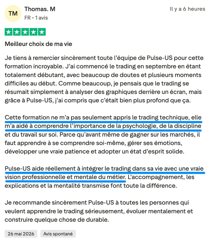 Avis Trustpilot de Thomas M. sur Pulse-US
