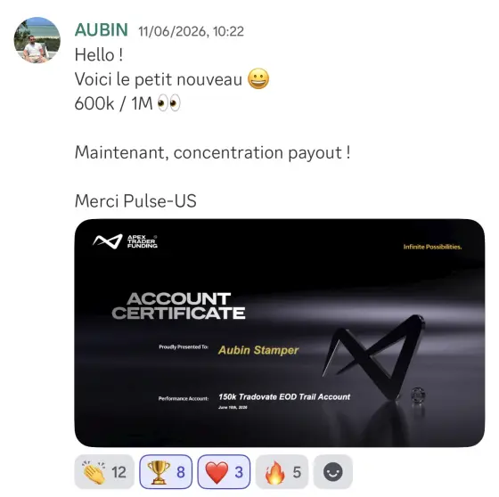 Résultat Aubin, élève Pulse-US