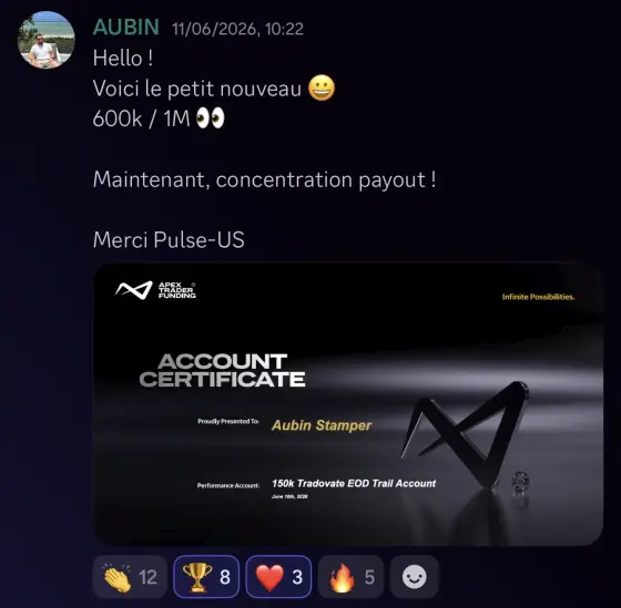 Résultat Aubin, élève Pulse-US