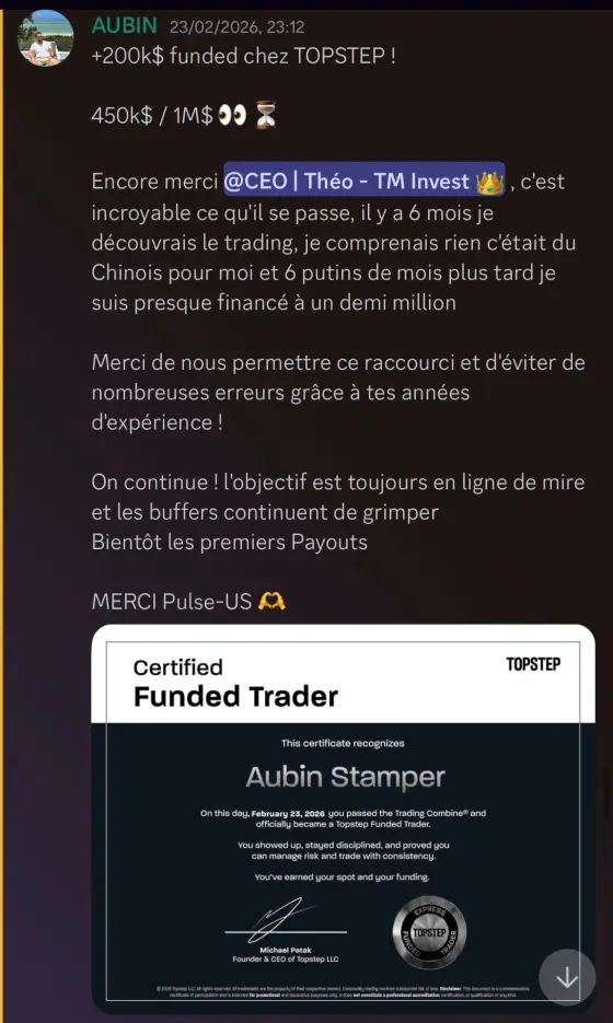 Résultat Aubin, élève Pulse-US