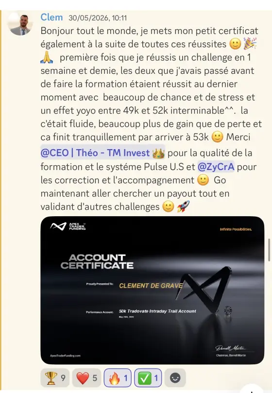 Résultat Clem, élève Pulse-US