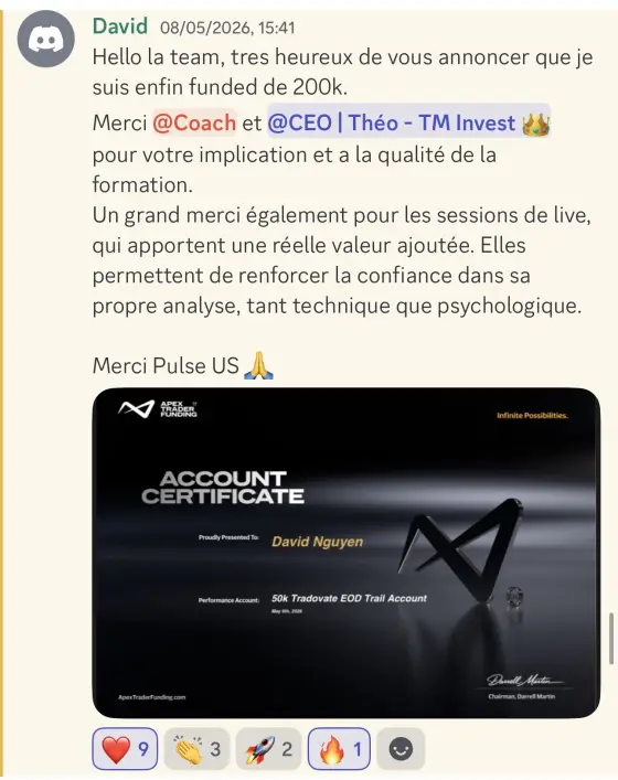 Résultat David, élève Pulse-US