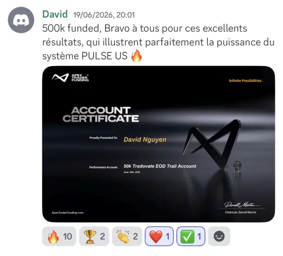 Résultat David, élève Pulse-US