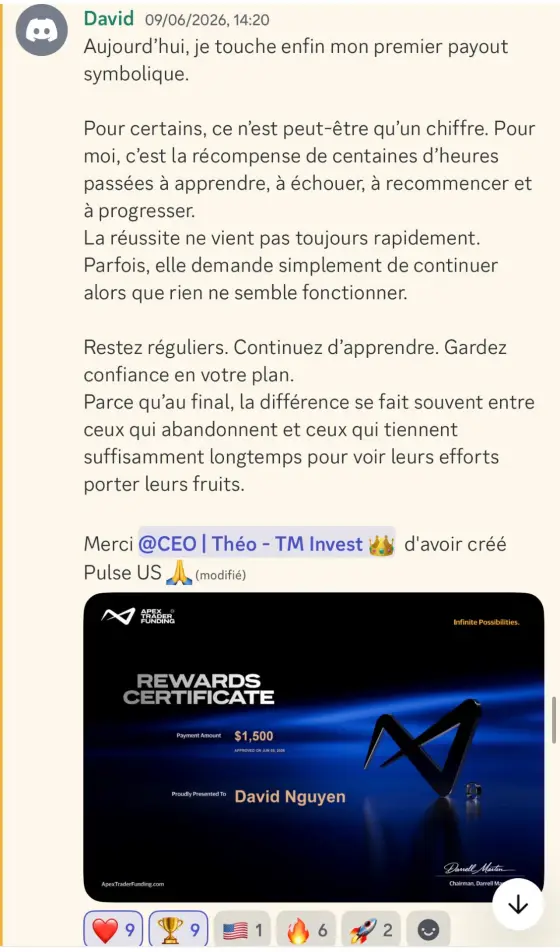 Résultat David, élève Pulse-US