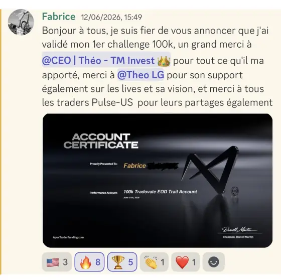 Résultat Fabrice, élève Pulse-US