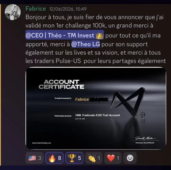 Résultat Fabrice, élève Pulse-US