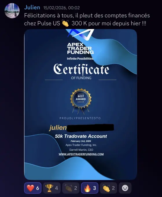 Résultat Julien, élève Pulse-US