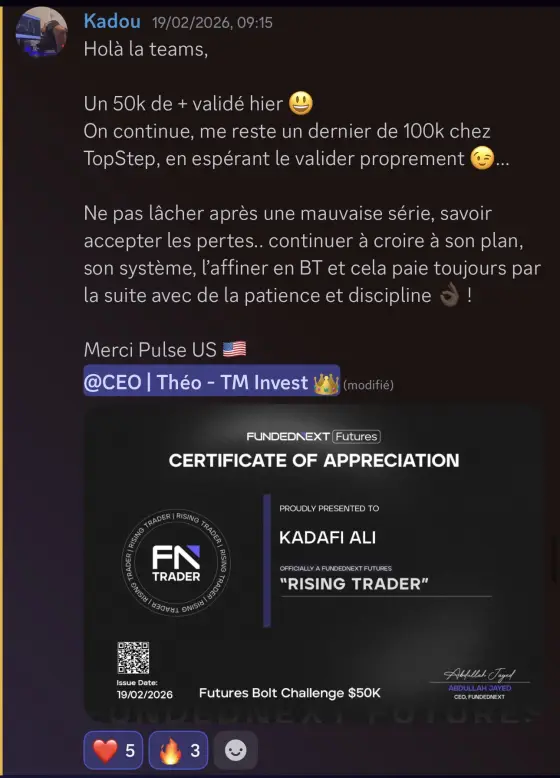 Résultat Kadou, élève Pulse-US