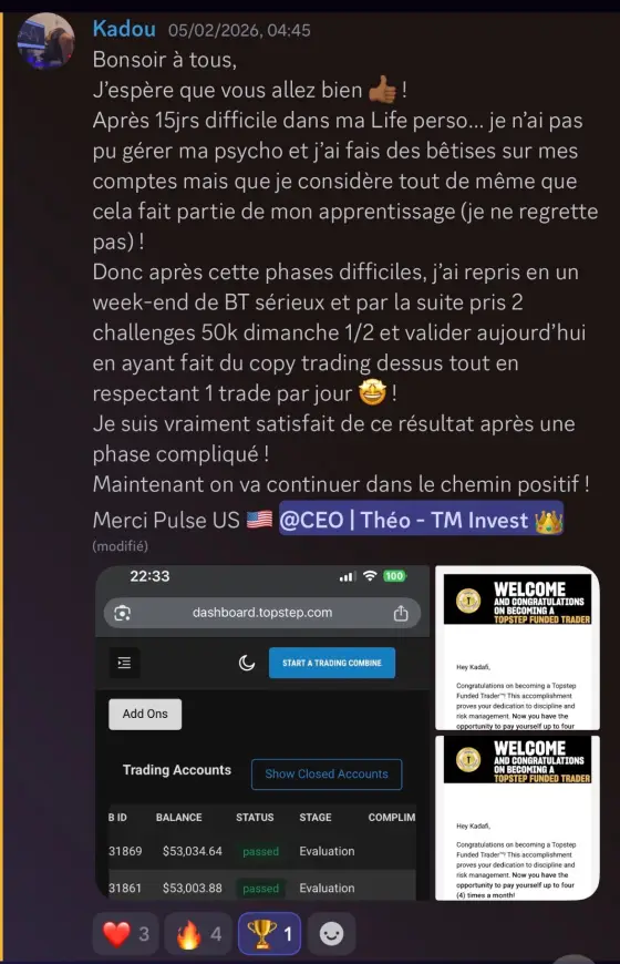 Résultat Kadou, élève Pulse-US