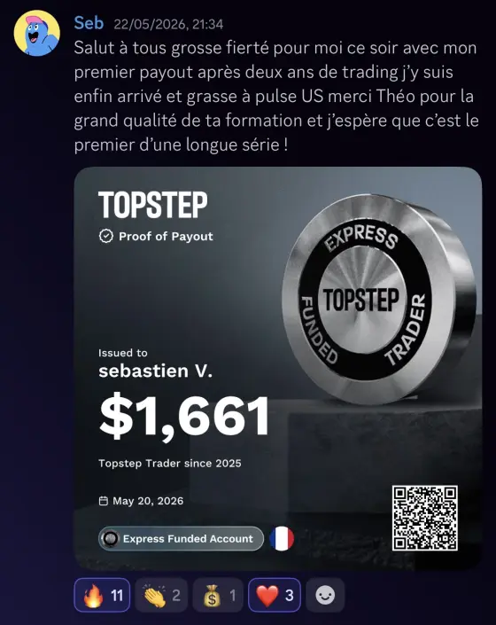 Résultat Sébastien, élève Pulse-US