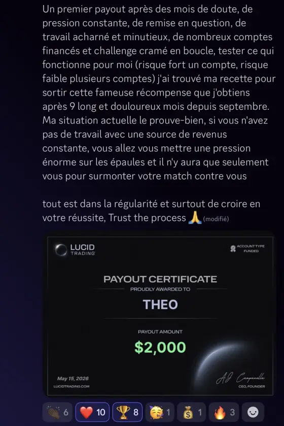 Résultat Théo, élève Pulse-US