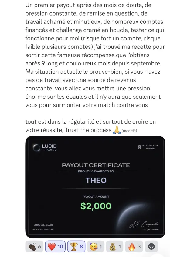 Résultat Théo, élève Pulse-US