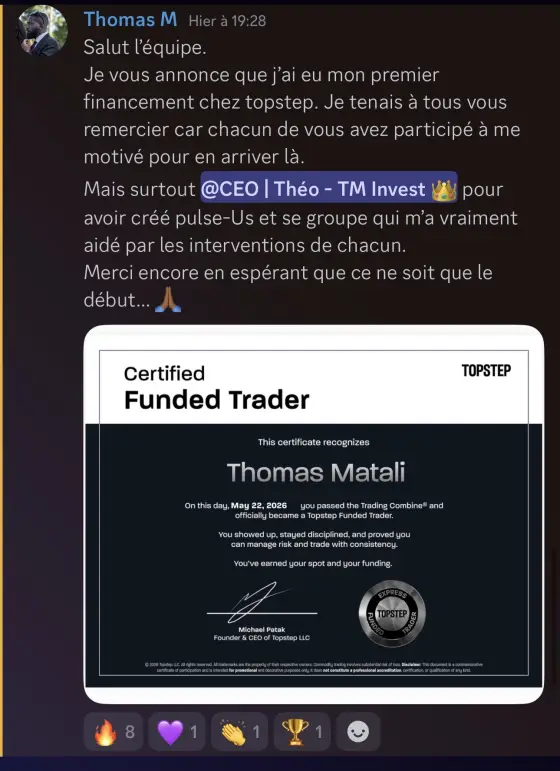 Résultat Thomas, élève Pulse-US