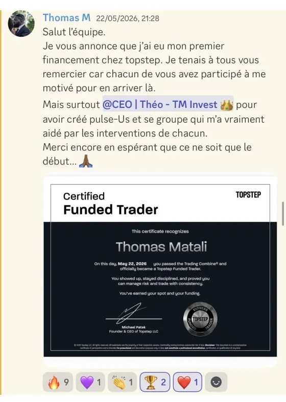 Résultat Thomas, élève Pulse-US